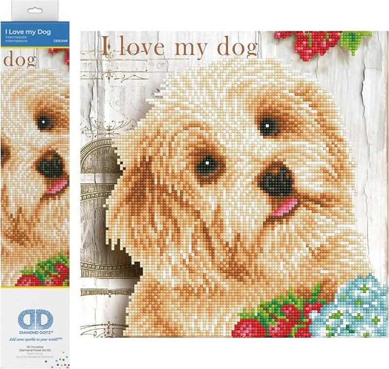 DIAMOND DOTZÂ® - I Love My Dog, Partial Drill, Circular Dotz, Diamond Painting Kit for Adults, Gem Art, Diamond Art