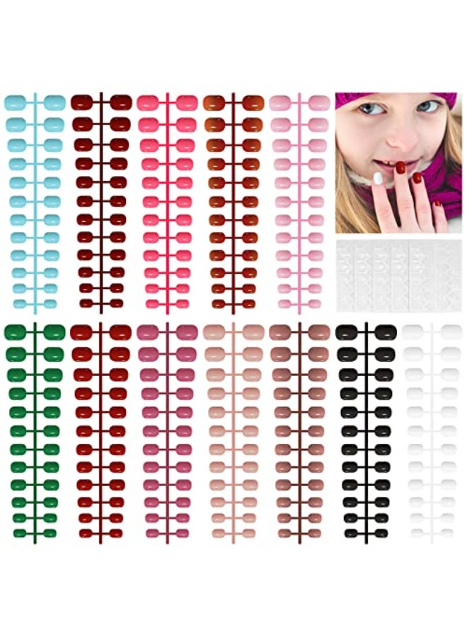 TOROKOM 288 Pieces Kids Short Glossy Press on Nails TOROKOM Children False Nails 12 Colors Acrylic Nails Art Tip for Kids Short Square Full Cover Fake Nails for Girls - Image 1