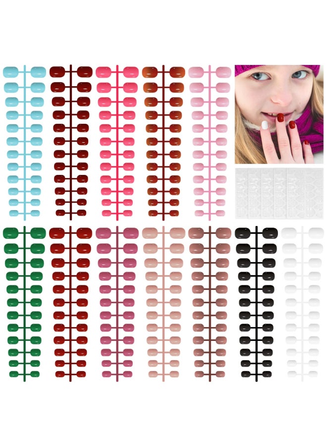 TOROKOM 288 Pieces Kids Short Glossy Press on Nails TOROKOM Children False Nails 12 Colors Acrylic Nails Art Tip for Kids Short Square Full Cover Fake Nails for Girls - Image 3
