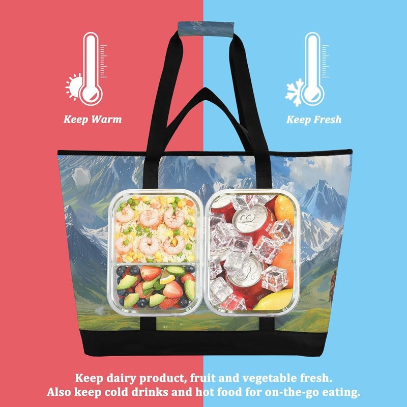 Large Capacity Insulated Cooler Bag for Hot/Cold Food Food Delivery Bag for Everyday Use Groceries Food Delivery Shopping Beautiful Prairie Idyll - Image 4