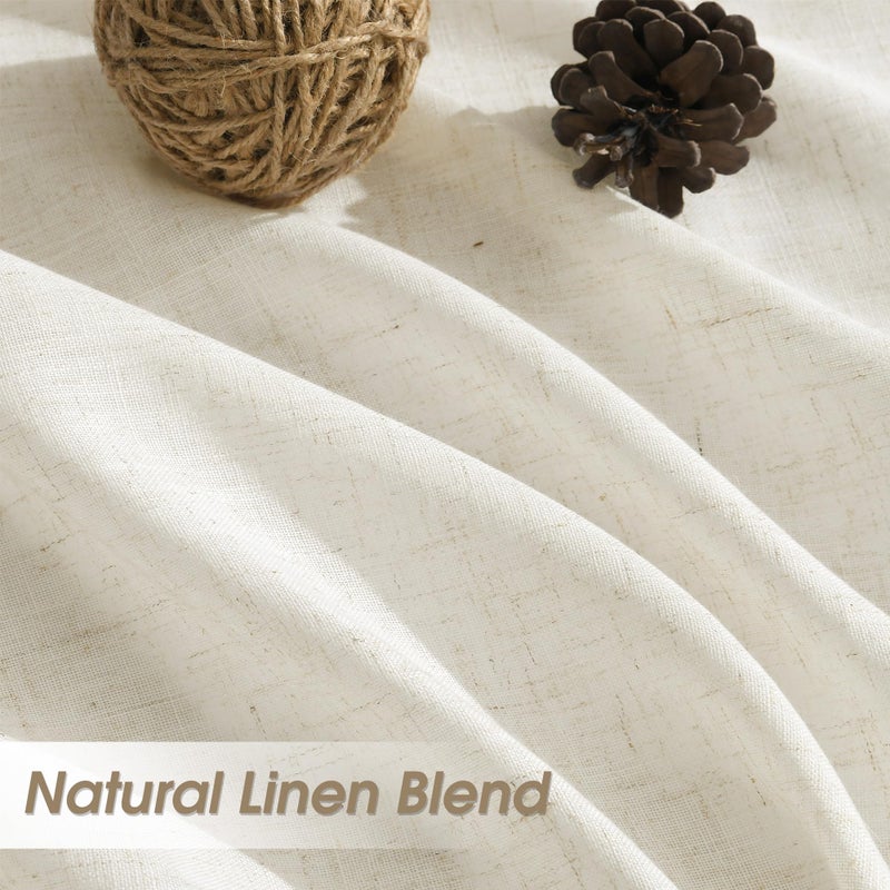 Nanspring Linen Curtains 96 Inches Long for Living Room 2 Panels Back Tab Modern Farmhouse Light Filtering 8ft Ceiling to Floor Privacy Boho Drapes for Bedroom Dining Ivory Cream W52 x L96 - Image 2