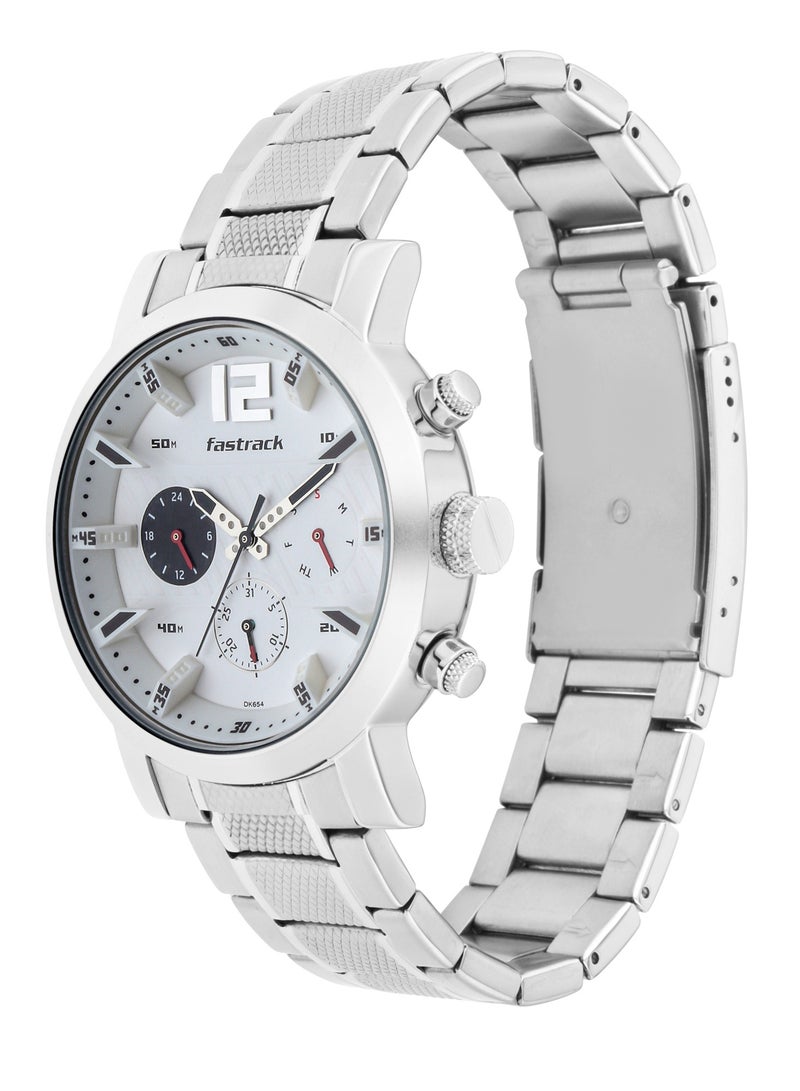 fastrack Fastrack Fastfit Quartz Multifunction White Dial Stainless Steel Strap Watch for Guys  - Image 1