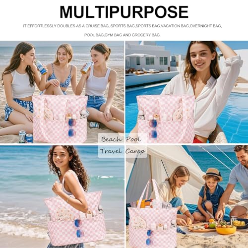 BLUBOON Waterproof Beach Tote Pool Bags for Women Ladies Extra Large Gym Tote Carry On Bag With Wet Compartment for Weekender Travel - Image 3