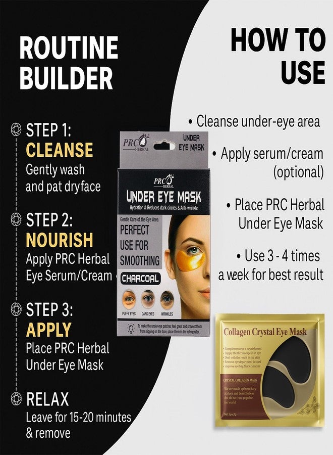 PRC HERBAL Under Eye Mask with Activated Charcoal (Pack of 2, 8 Masks) | Instant Cooling, Detox & Brightening | Reduces Puffiness, Wrinkles & Tired Eyes for Men & Women - Image 4