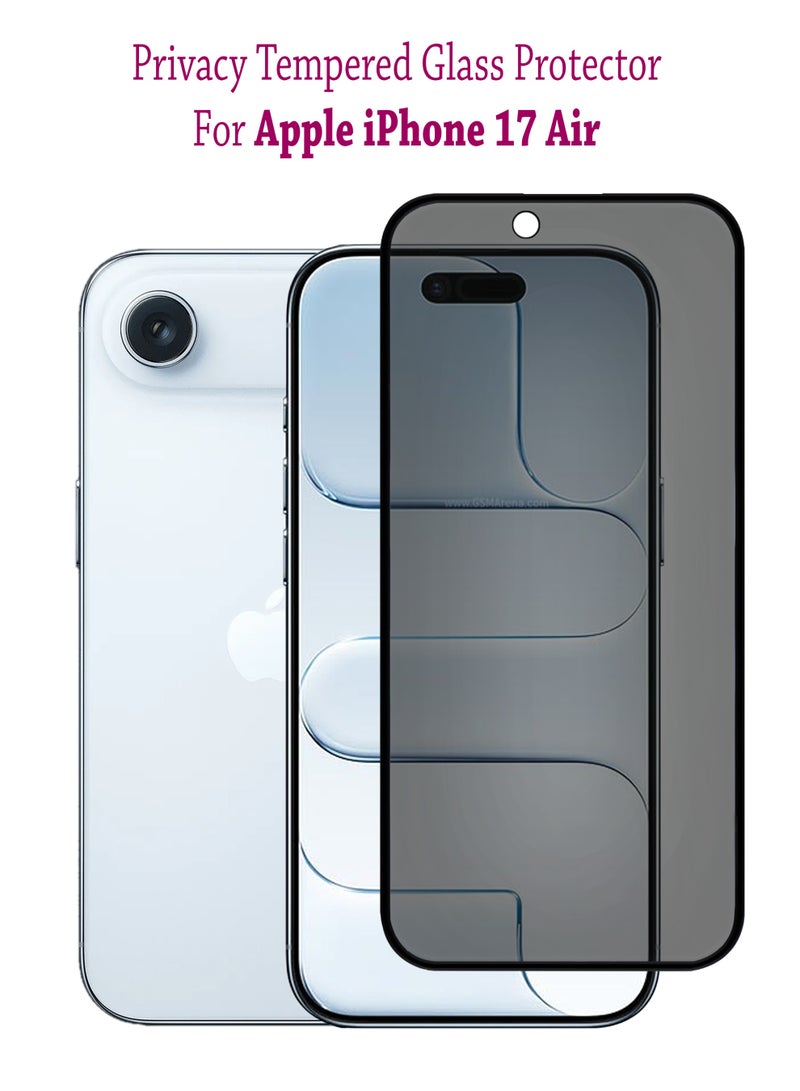 Apple iPhone 17 Air Privacy Invisible Shield Tempered Glass Full Glue Screen Protector |Premium Edge to Edge Anti Spy Privacy Tempered Glass For with Easy Installation Kit - Privacy Glass - Image 1