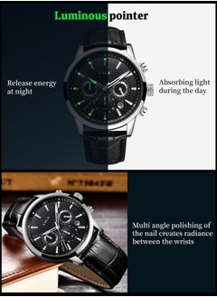 Mens Luxury Waterproof Black Leather Strap and Dial Fashion Quartz Watches Luminous Chronograph Sports Watch for Business Men - pzsku/Z265C056212964776D6D8Z/45/_/1729074708/a7774992-b8cf-4463-a265-6eb997ab2eb0