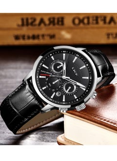 Mens Luxury Waterproof Black Leather Strap and Dial Fashion Quartz Watches Luminous Chronograph Sports Watch for Business Men - pzsku/Z265C056212964776D6D8Z/45/_/1729074770/64b750e0-f125-425d-a42a-fc6c5604b09d