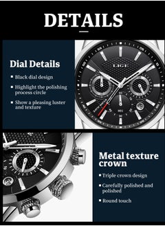 Mens Luxury Waterproof Black Leather Strap and Dial Fashion Quartz Watches Luminous Chronograph Sports Watch for Business Men - pzsku/Z265C056212964776D6D8Z/45/_/1729074791/8580cf5e-ed4d-431c-a2d9-aa73d8e279f6