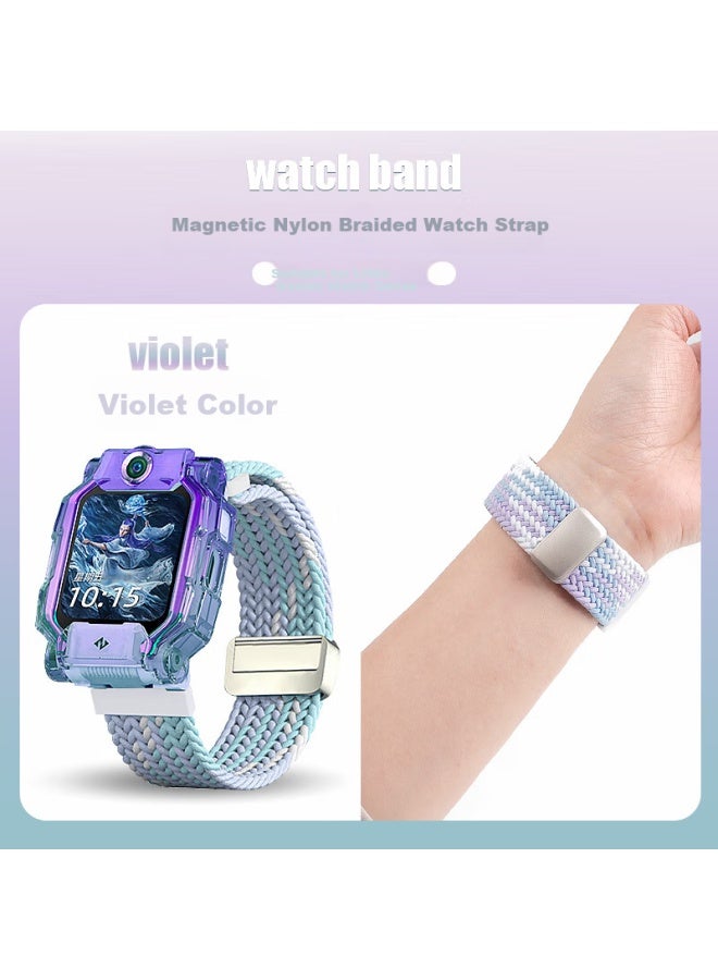MSSM Nylon Magnetic Watch Strap For Mssm Little Genius Phone Watch Z10/z9/z8a Children's Student Watch Z7s/z6p/z6/d3/q2a/z6s Violet - Image 2