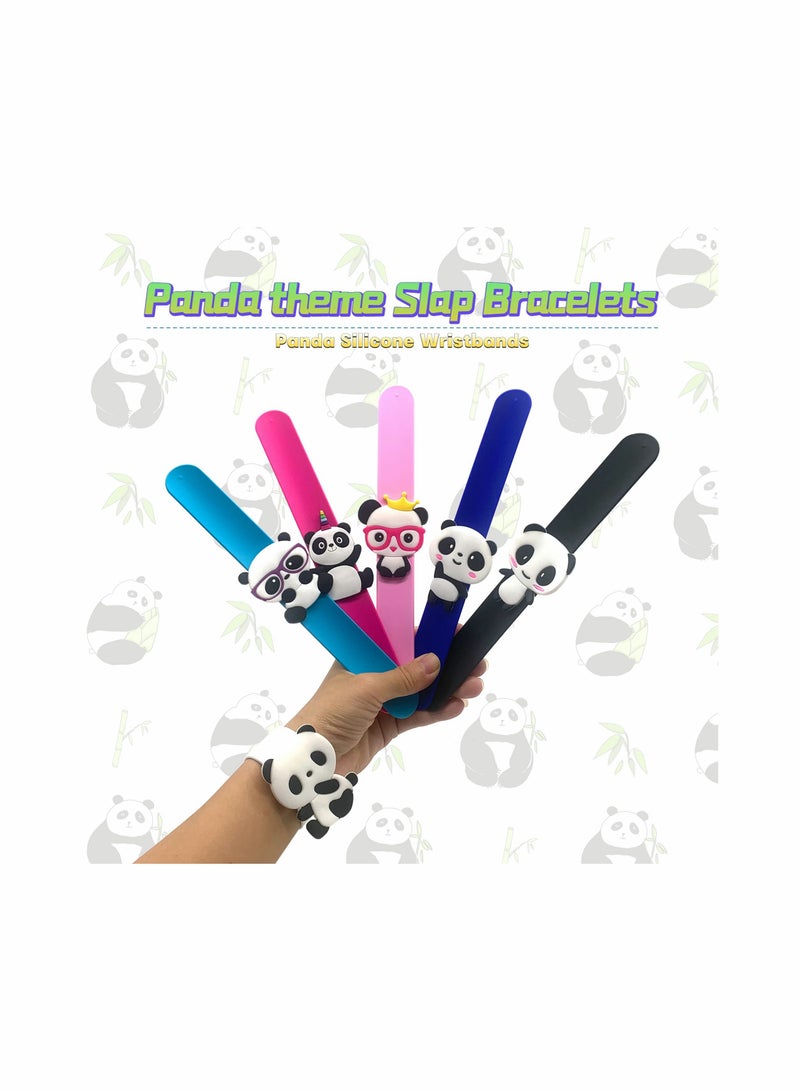 SOLARAE Panda Slap Bracelets for Kids Party Favors, 6 Pack Panda Theme Birthday Decorations for Boys&Girls Panda Theme Party Supplies Carnival Prizes Classroom Exchanging Gifts - Image 3