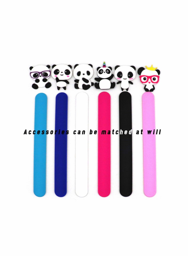 SOLARAE Panda Slap Bracelets for Kids Party Favors, 6 Pack Panda Theme Birthday Decorations for Boys&Girls Panda Theme Party Supplies Carnival Prizes Classroom Exchanging Gifts - Image 2
