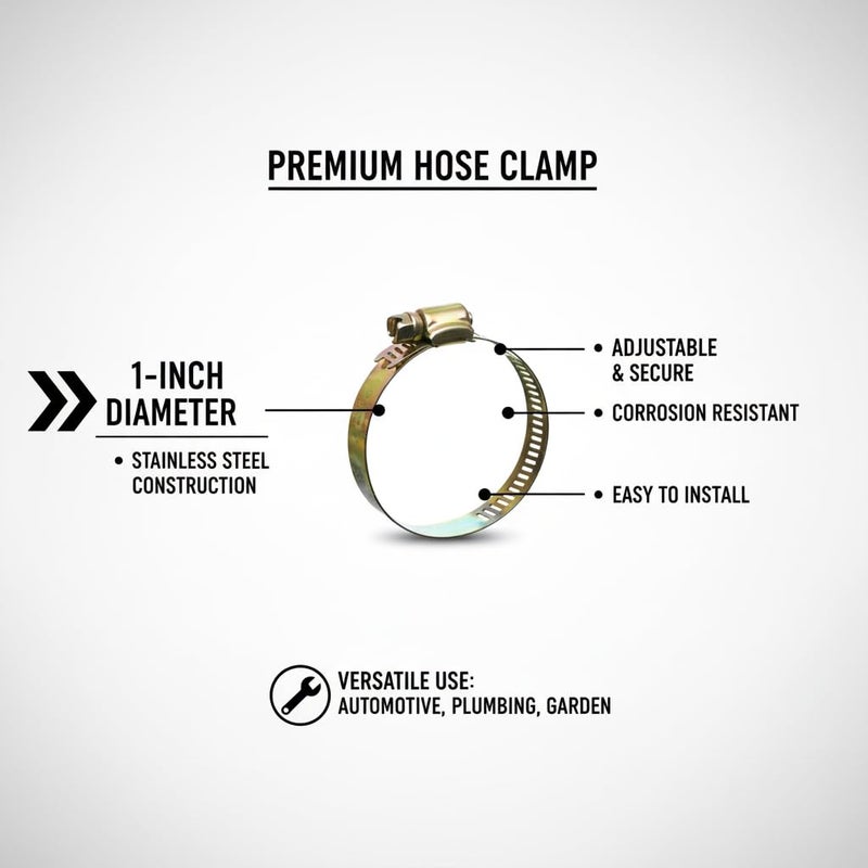 Universal Metal Hose Clamp Adjustable Worm Drive Pipe Clip Heavy Duty Gas Hose Clamp Rust Resistant Fastening Clamp for Air Water Fuel Hoses 5 Pecies (1 Inch) - Image 3