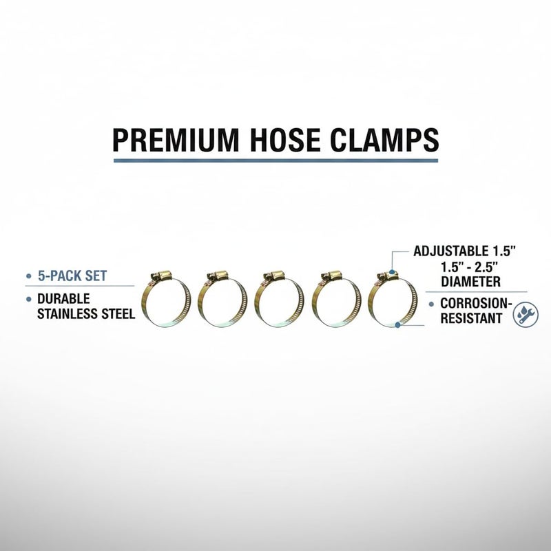 Universal Metal Hose Clamp Adjustable Worm Drive Pipe Clip Heavy Duty Gas Hose Clamp Rust Resistant Fastening Clamp for Air Water Fuel Hoses 5 Pecies (1 Inch) - Image 5