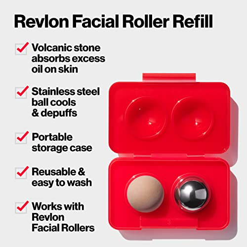Revlon Oil Absorbing Cooling Facial Roller Refill Pack with Volcanic Stainless Steel Stones in Storage Case EcoFriendly Easy to Clean 1 count - Image 5