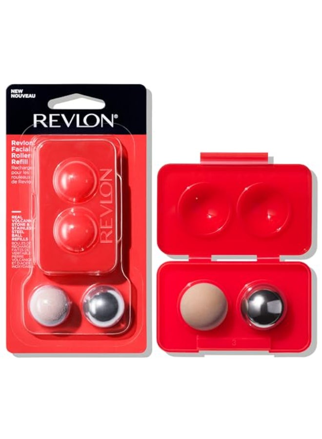 Revlon Oil Absorbing Cooling Facial Roller Refill Pack with Volcanic Stainless Steel Stones in Storage Case EcoFriendly Easy to Clean 1 count - Image 1