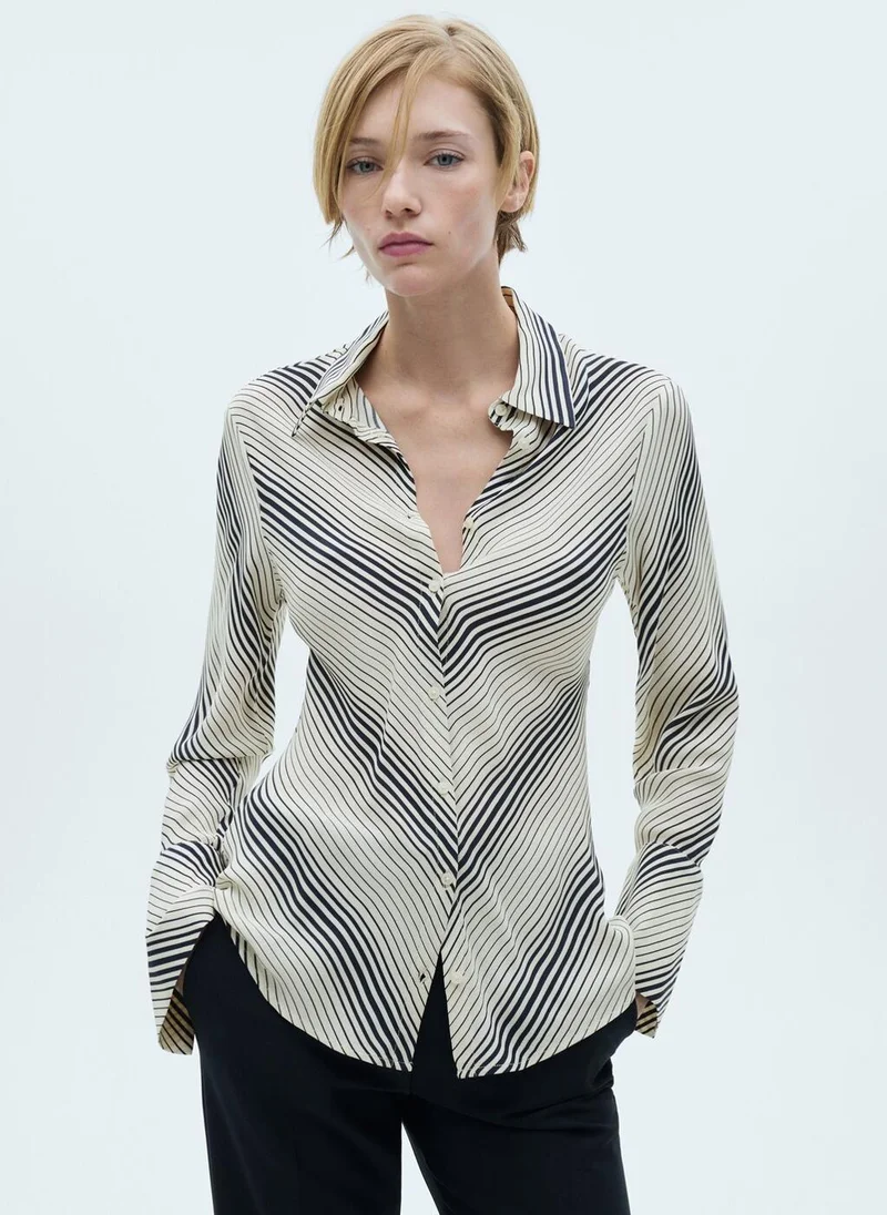 مانجو Striped Flared Sleeves Shirt