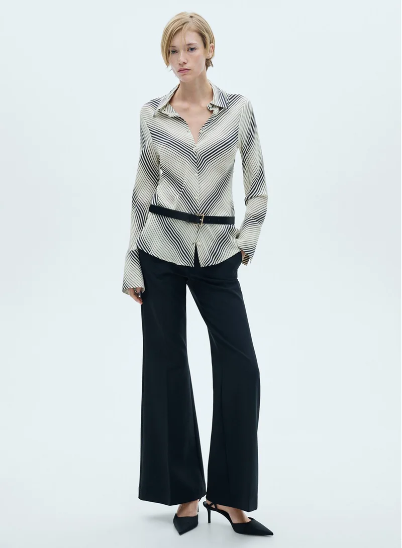 MANGO Striped Flared Sleeves Shirt