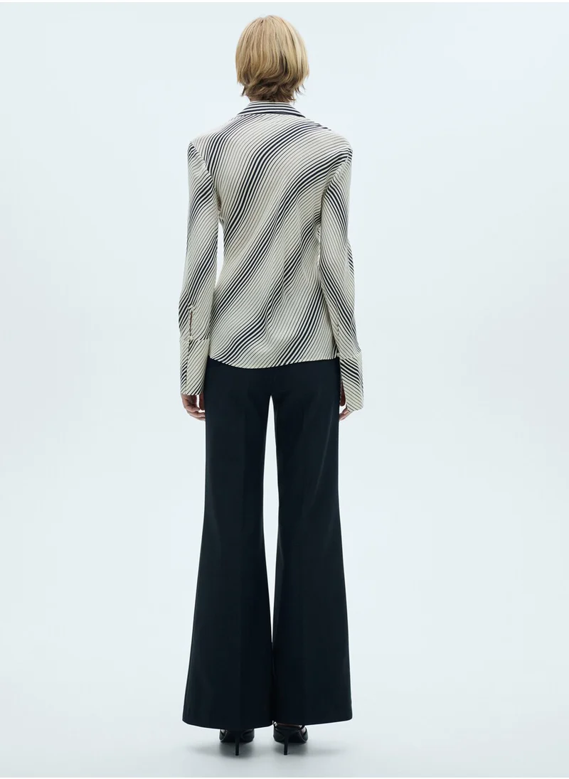 MANGO Striped Flared Sleeves Shirt