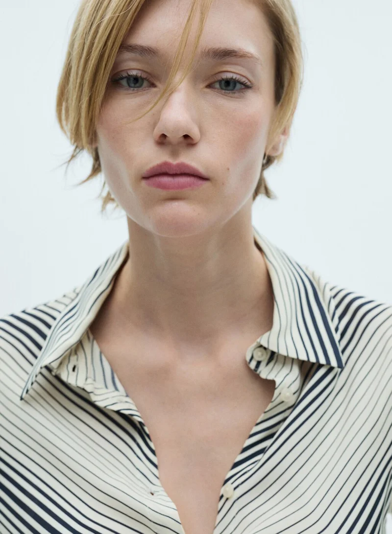 MANGO Striped Flared Sleeves Shirt