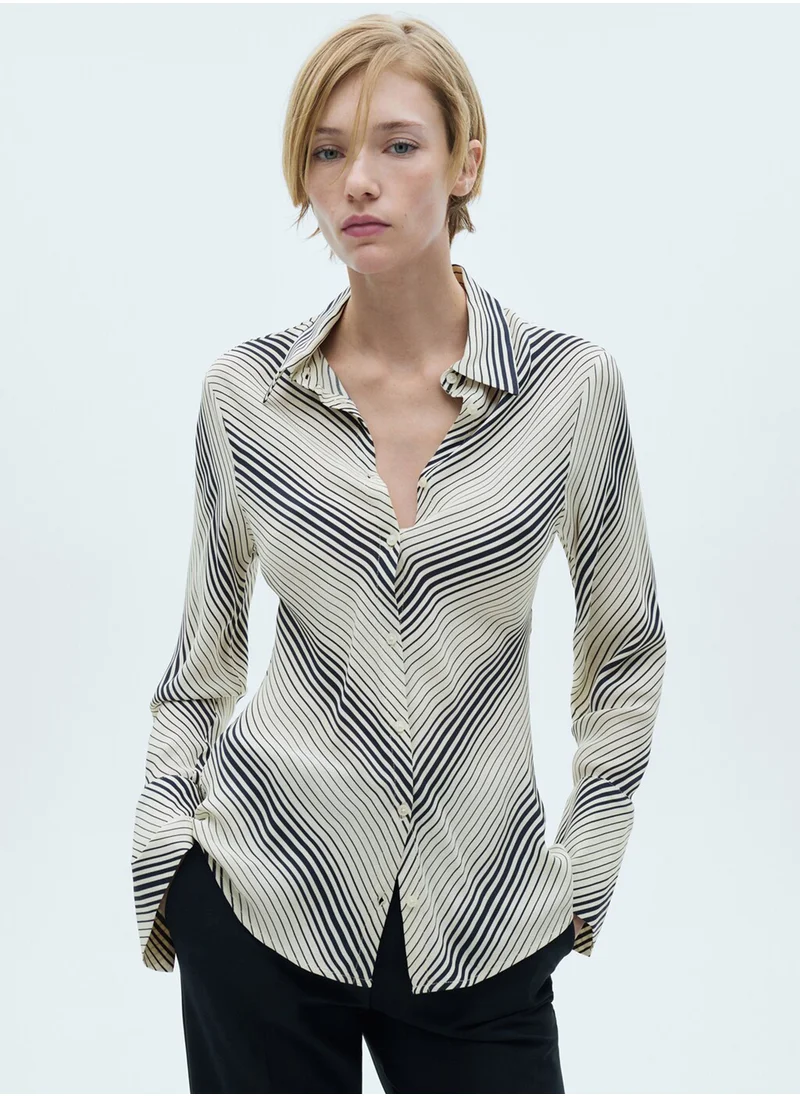 MANGO Striped Flared Sleeves Shirt