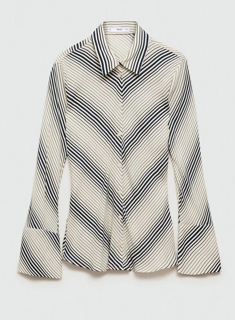 MANGO Striped Flared Sleeves Shirt