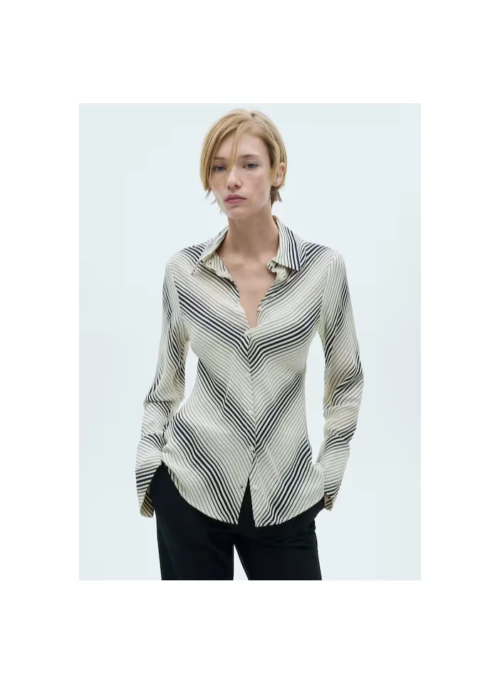 مانجو Striped Flared Sleeves Shirt