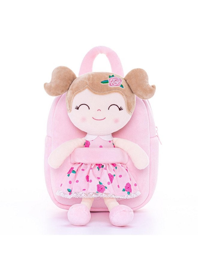 Gloveleya Toddler Backpack Baby Girl Gift Plush Bag Diaper Bag Plush Printed Flower Roses Backpack 9 Inches - Image 2