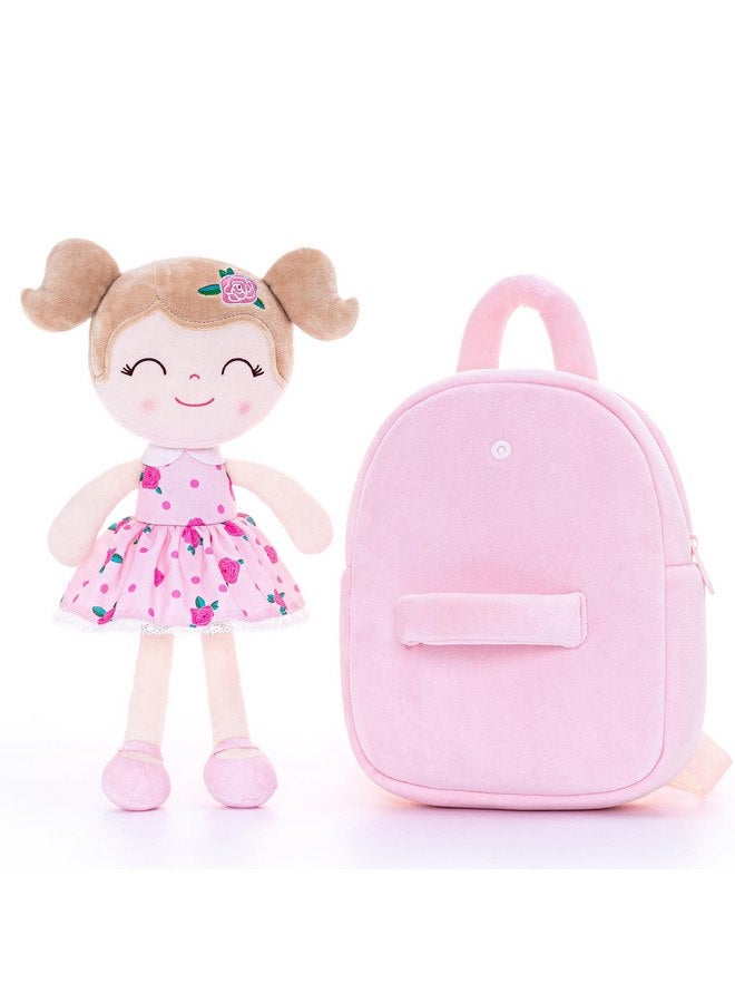 Gloveleya Toddler Backpack Baby Girl Gift Plush Bag Diaper Bag Plush Printed Flower Roses Backpack 9 Inches - Image 3