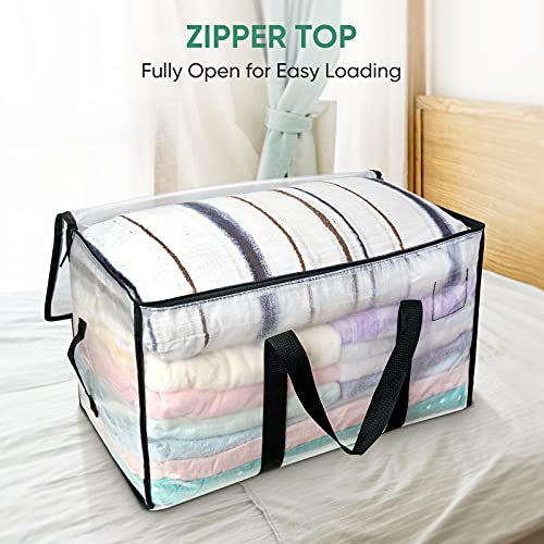 BALEINE 4-Pack Oversized Moving Bags with Reinforced Handles, Heavy-Duty Storage Tote for Clothes, Moving Supplies (Clear, 4-Pack) - Image 4