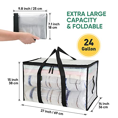 BALEINE 4-Pack Oversized Moving Bags with Reinforced Handles, Heavy-Duty Storage Tote for Clothes, Moving Supplies (Clear, 4-Pack) - Image 2