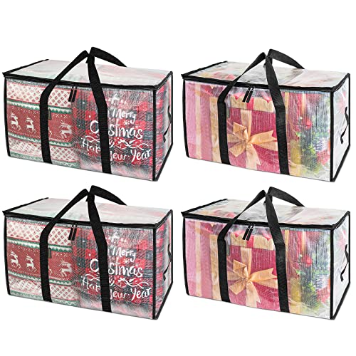 BALEINE 4-Pack Oversized Moving Bags with Reinforced Handles, Heavy-Duty Storage Tote for Clothes, Moving Supplies (Clear, 4-Pack) - Image 1