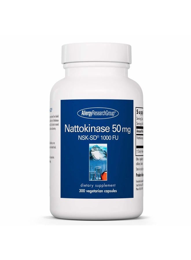 Allergy Research Group Nattokinase 50mg Supplement - NSK-SD 1000 FU, Cardiovascular Support, Circulatory Health, Vegetarian Capsules - 300 Count - Image 1