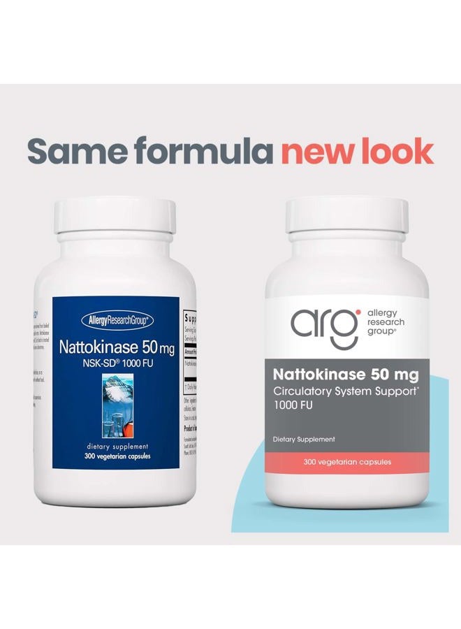 Allergy Research Group Nattokinase 50mg Supplement - NSK-SD 1000 FU, Cardiovascular Support, Circulatory Health, Vegetarian Capsules - 300 Count - Image 2