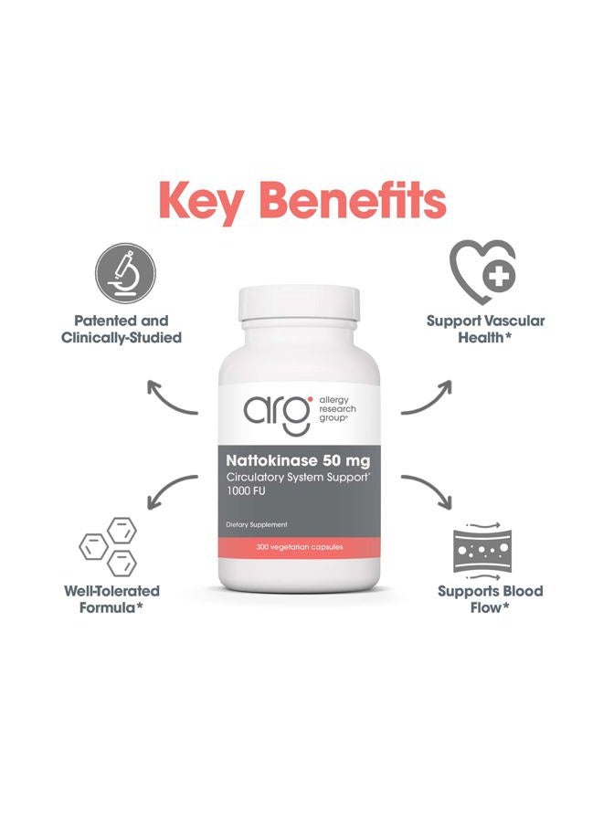 Allergy Research Group Nattokinase 50mg Supplement - NSK-SD 1000 FU, Cardiovascular Support, Circulatory Health, Vegetarian Capsules - 300 Count - Image 4