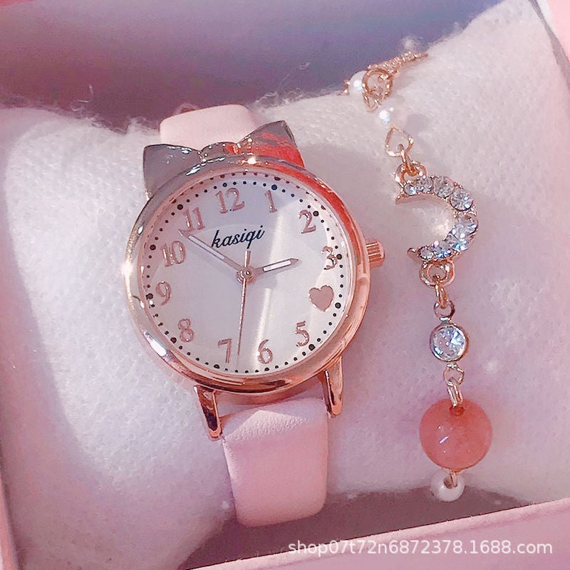 Children'S Watch Women'S Time Waterproof Drop-Resistant Cute Cartoon Luminous Girls Primary School Pointed Electronic Watch - Image 1