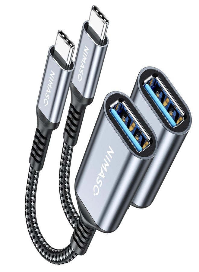 NIMASO USB C to USB 3.1 Adapter 2 Pack,OTG Cable Type C Male to USB Female OTG Adaptor Compatible with MacBook Pro 2018,iPad Pro 2020, Samsung Galaxy S20 Note 10 S8 S9, Huawei P30,Google Pixel - Image 1
