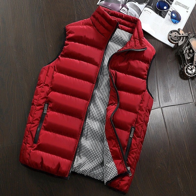 Vest Red New Down Cotton for Men's Autumn and Winter Trendy Joggers Thickened Warm Men's Jacket