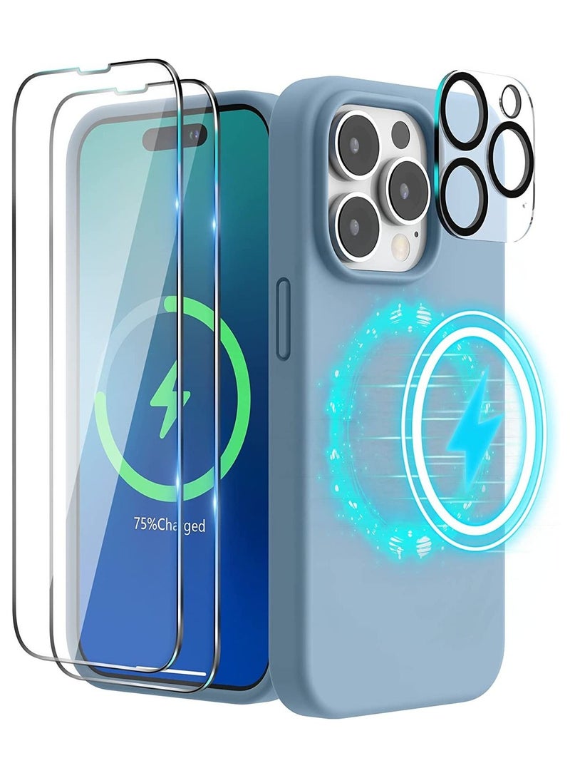 حافظة مغناطيسية مصممة لجهاز iPhone 14 Pro Max بحجم 6.7 بوصة (2022)، متوافقة مع MagSafe، حافظة هاتف من السيليكون السائل لجهاز iPhone 14 Pro Max - Image 1