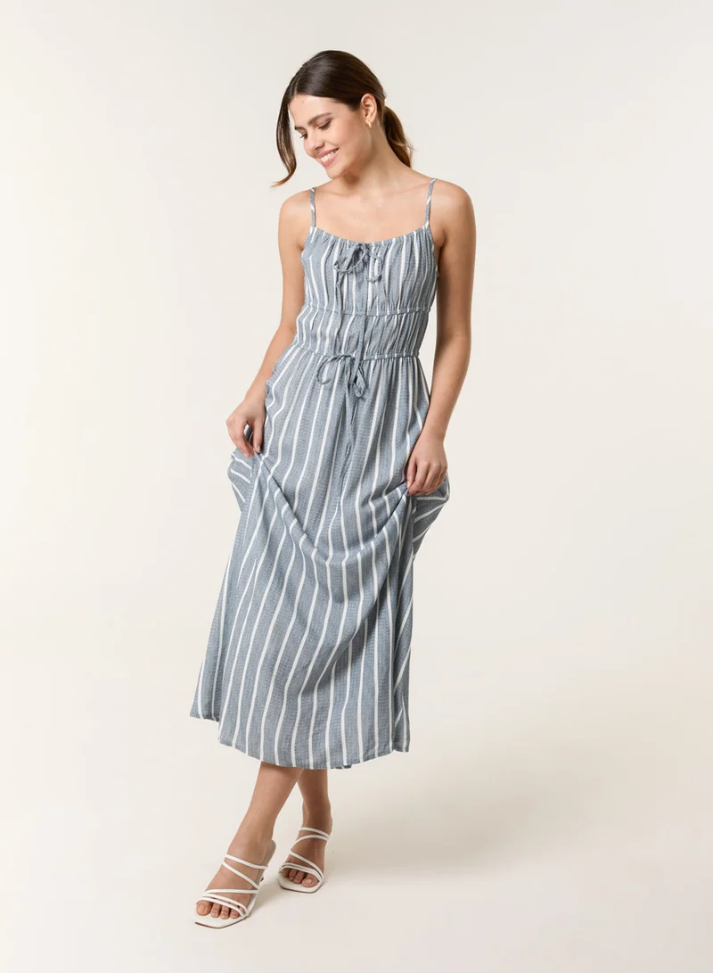 Blue Vanilla Tie Front Midi Dress