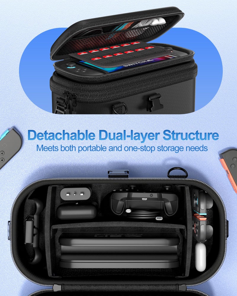 ProCase All-in-One Carrying Case for Nintendo Switch 2, Dual-Layer Hard Shell Travel Bag for Console, Dock, Controllers & Accessories, Protective Storage Case, Large Capacity - Black - Image 4