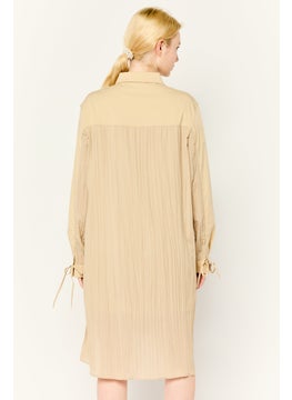 ESPRIT Women Plain Shirt Dress, Beige  - Image 4