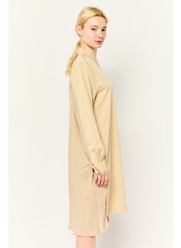 ESPRIT Women Plain Shirt Dress, Beige  - Image 3