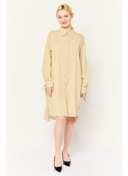 ESPRIT Women Plain Shirt Dress, Beige  - Image 2