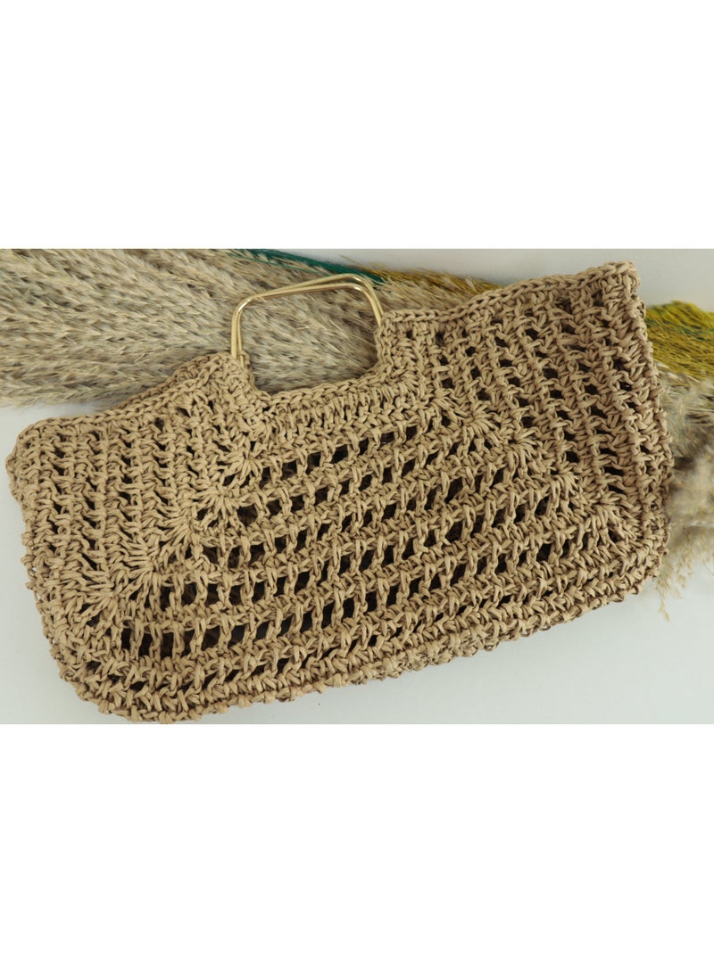 انتيكيانو حقيبة شاطئ قش نسائية بشكل دلو - Image 5