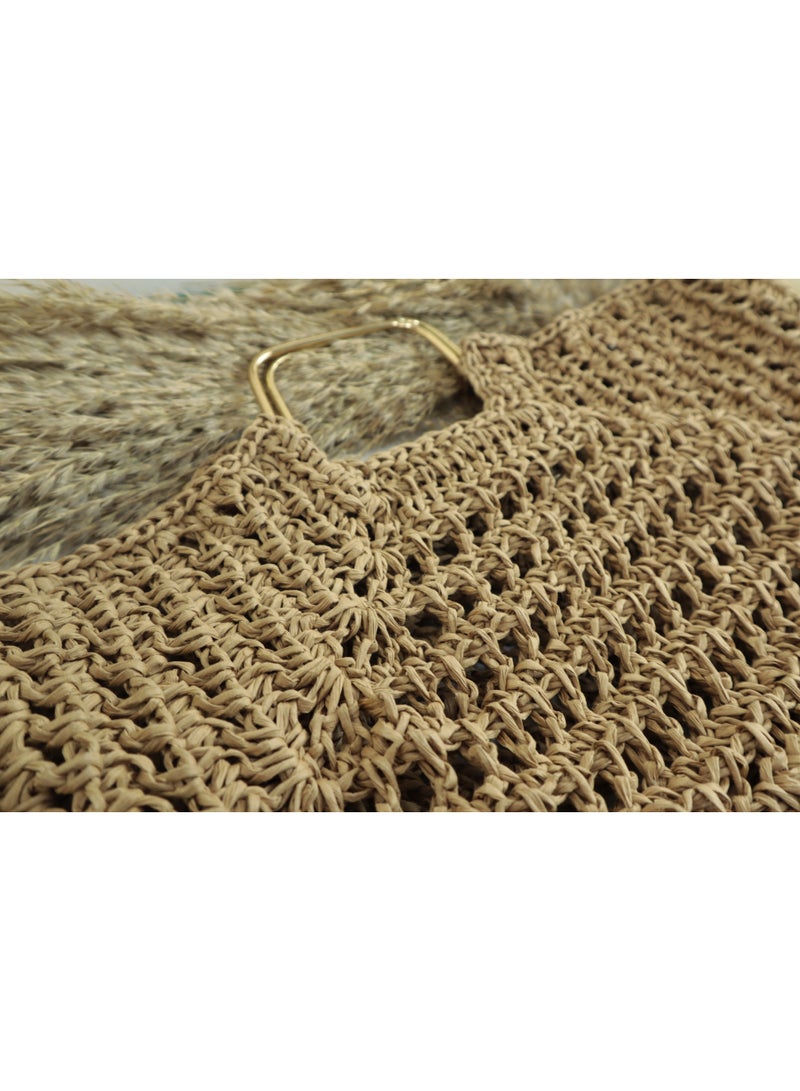 انتيكيانو حقيبة شاطئ قش نسائية بشكل دلو - Image 2