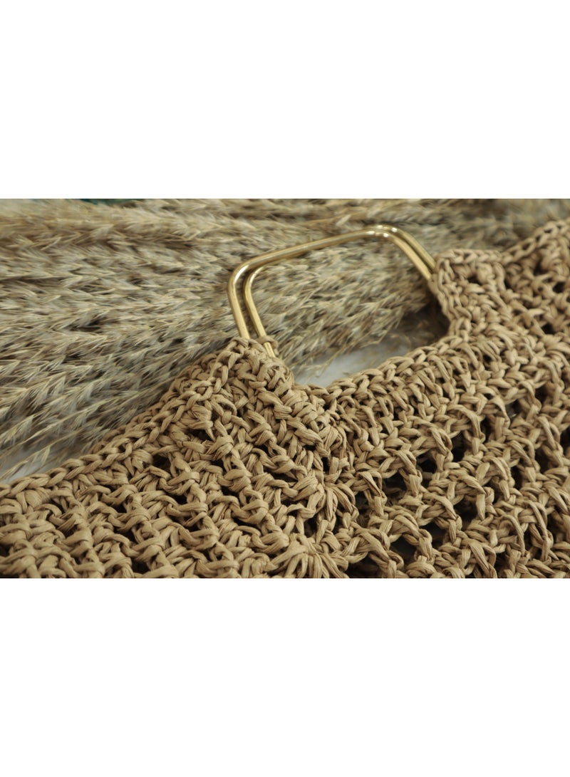 انتيكيانو حقيبة شاطئ قش نسائية بشكل دلو - Image 4