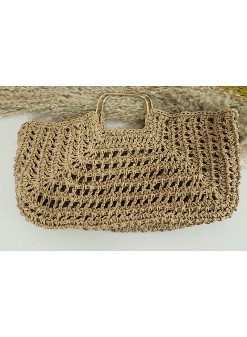 انتيكيانو حقيبة شاطئ قش نسائية بشكل دلو - Image 1