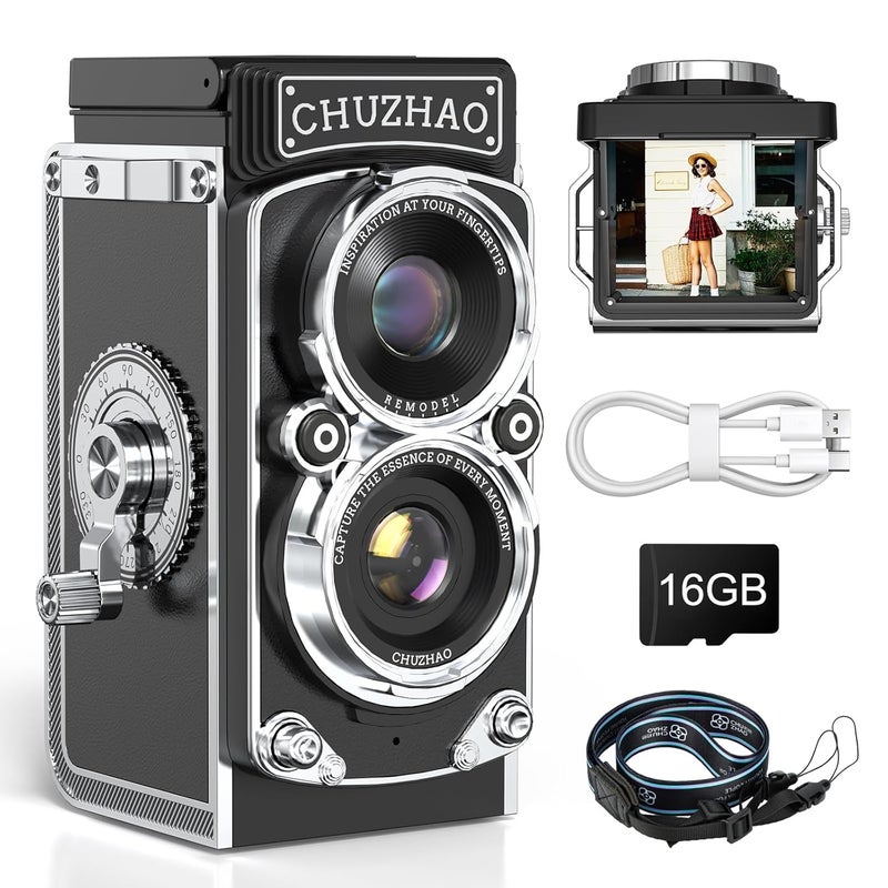 ShinePick Vintage Digital Camera, Retro Camera 12MP Photos 1080P FHD Video Auto Focus, Mini Vintage Camera with 16GB Card Portable Retro Style for Teens, Girls, Boys and Beginners - Image 1