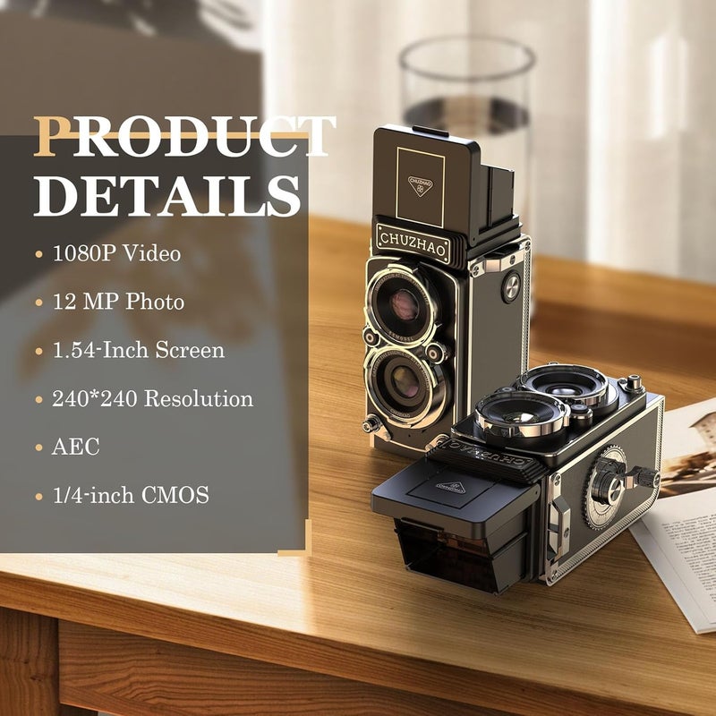 ShinePick Vintage Digital Camera, Retro Camera 12MP Photos 1080P FHD Video Auto Focus, Mini Vintage Camera with 16GB Card Portable Retro Style for Teens, Girls, Boys and Beginners - Image 2