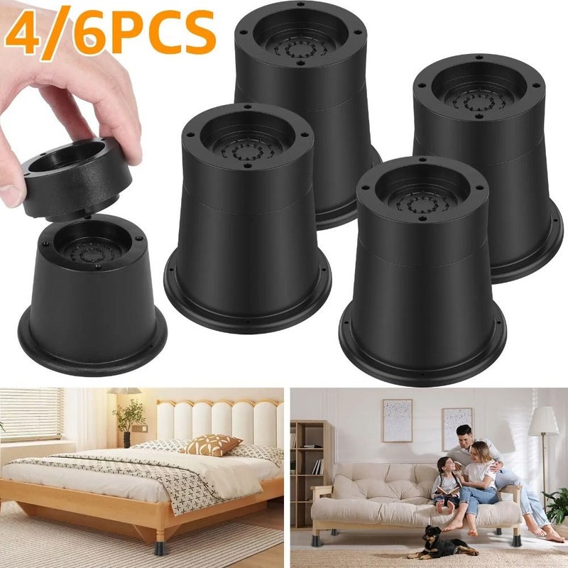 4pcs Heavy Duty Furniture Riser Round Rubber Sofa Supports Up To 6000Lbs Black Leg Raiser For Table Bed Chair Bottom - Image 1
